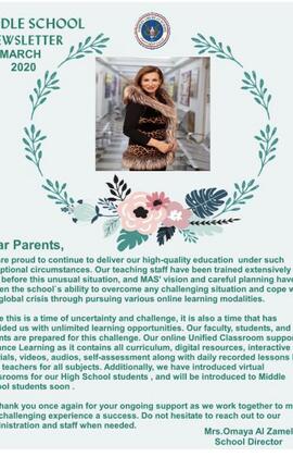 Middle School Newsletter March 2020